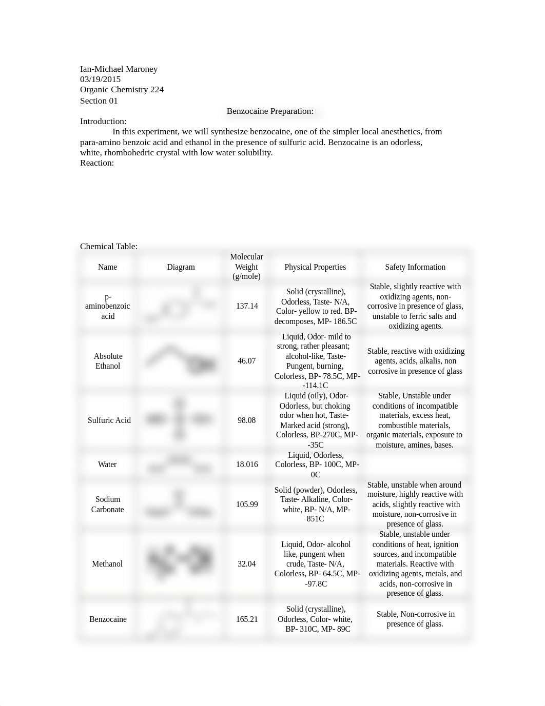 Chemistry 224 Week 5 Benzocaine Preparation.docx_d6mvj16gvyv_page1