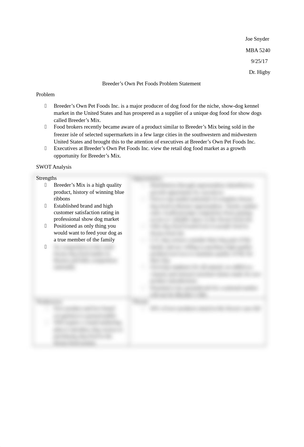 MBA 5240 Breeder's Own Pet Foods Problem Statement, Joe Snyder.docx_d6ng4qfai2e_page1