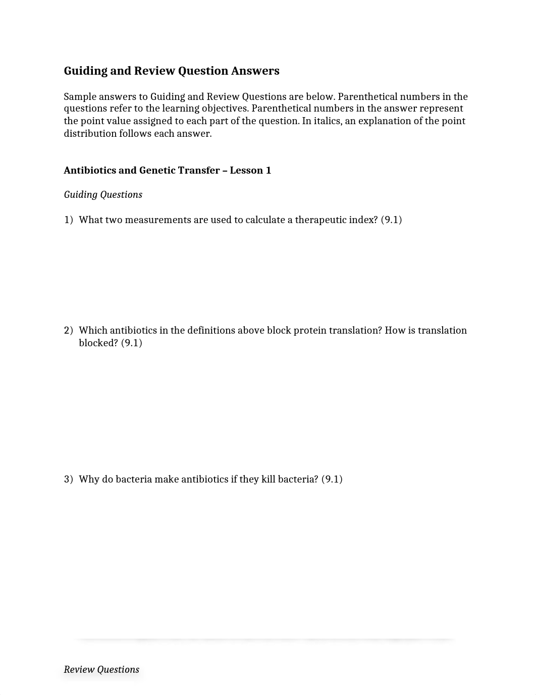 Antibiotics and Genetic Transfer - Guiding and Review Questions Answers.docx_d6oce6lznxf_page1