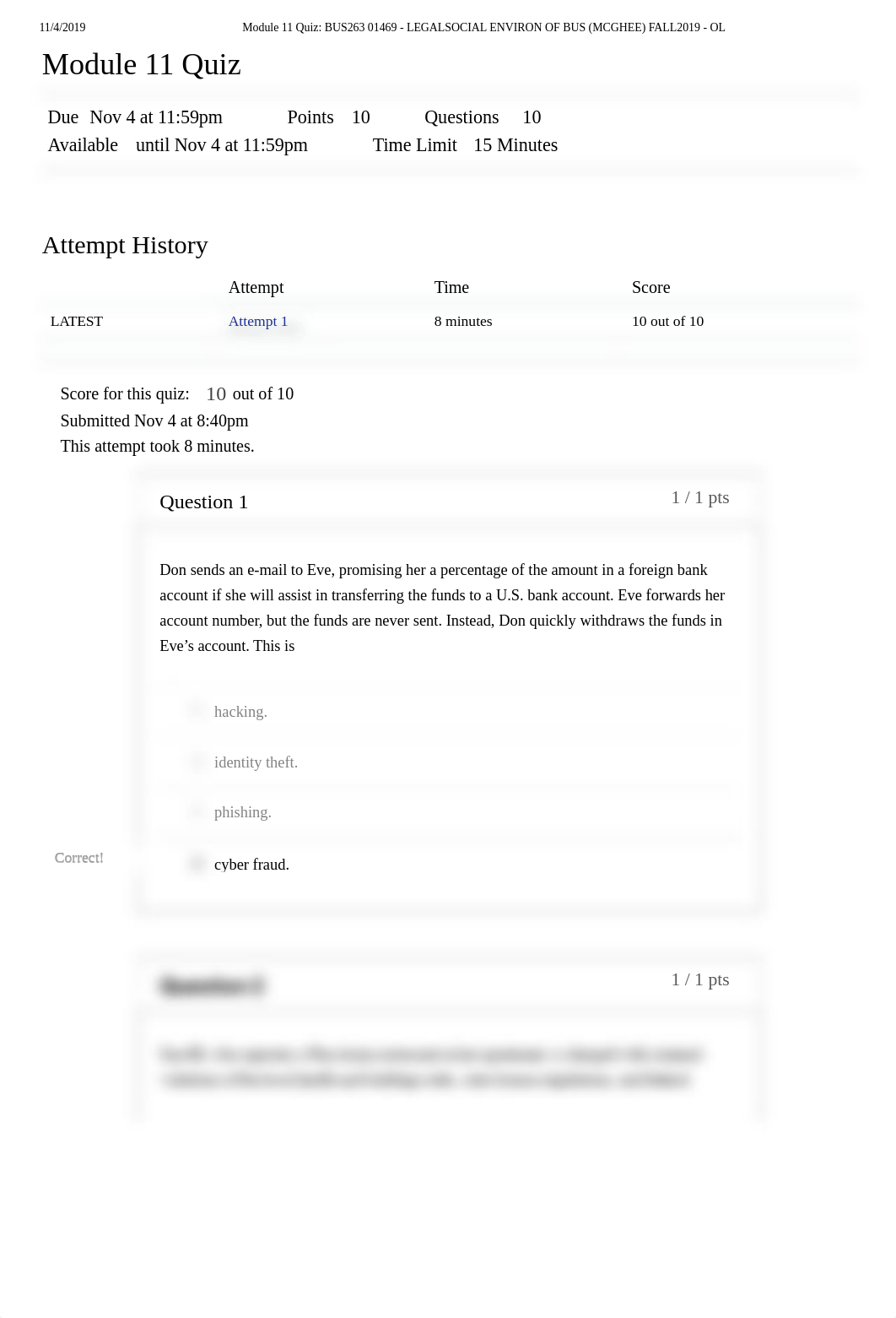 Module 11 Quiz_ BUS263 01469 - LEGALSOCIAL ENVIRON OF BUS (MCGHEE) FALL2019 - OL.pdf_d6p5q2kpz79_page1
