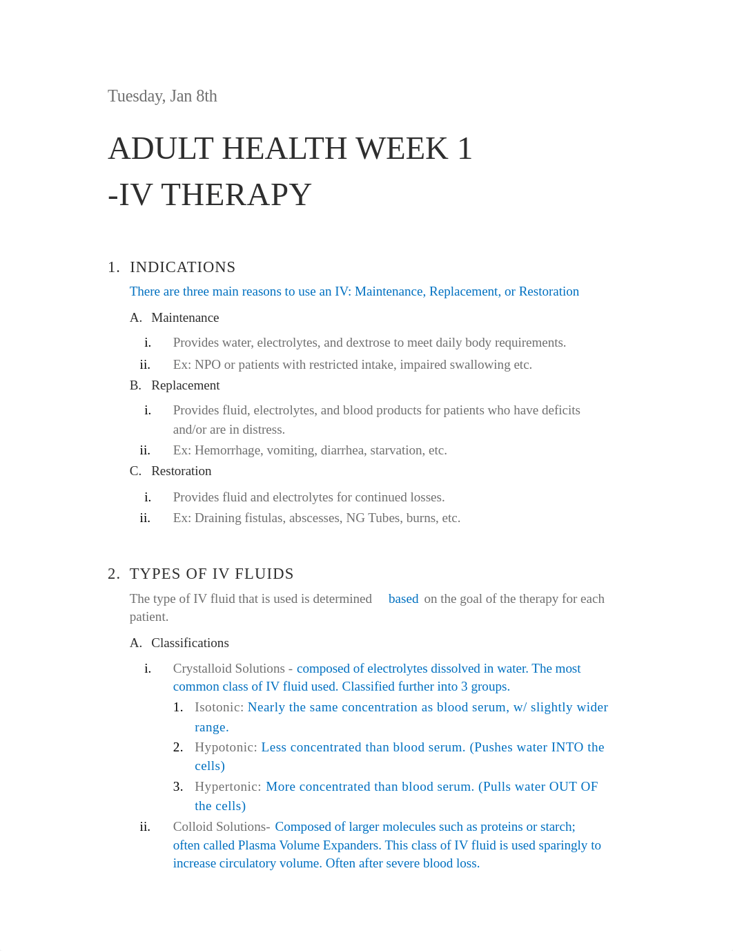 Adult Health Week 1- IV Therapy Lecture Study Notes.docx_d6ps1qzm50h_page1