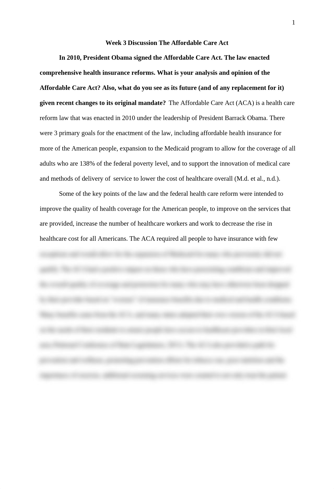 Week 3 Discussion The Affordable Care Act.docx_d6qoszoz01m_page1