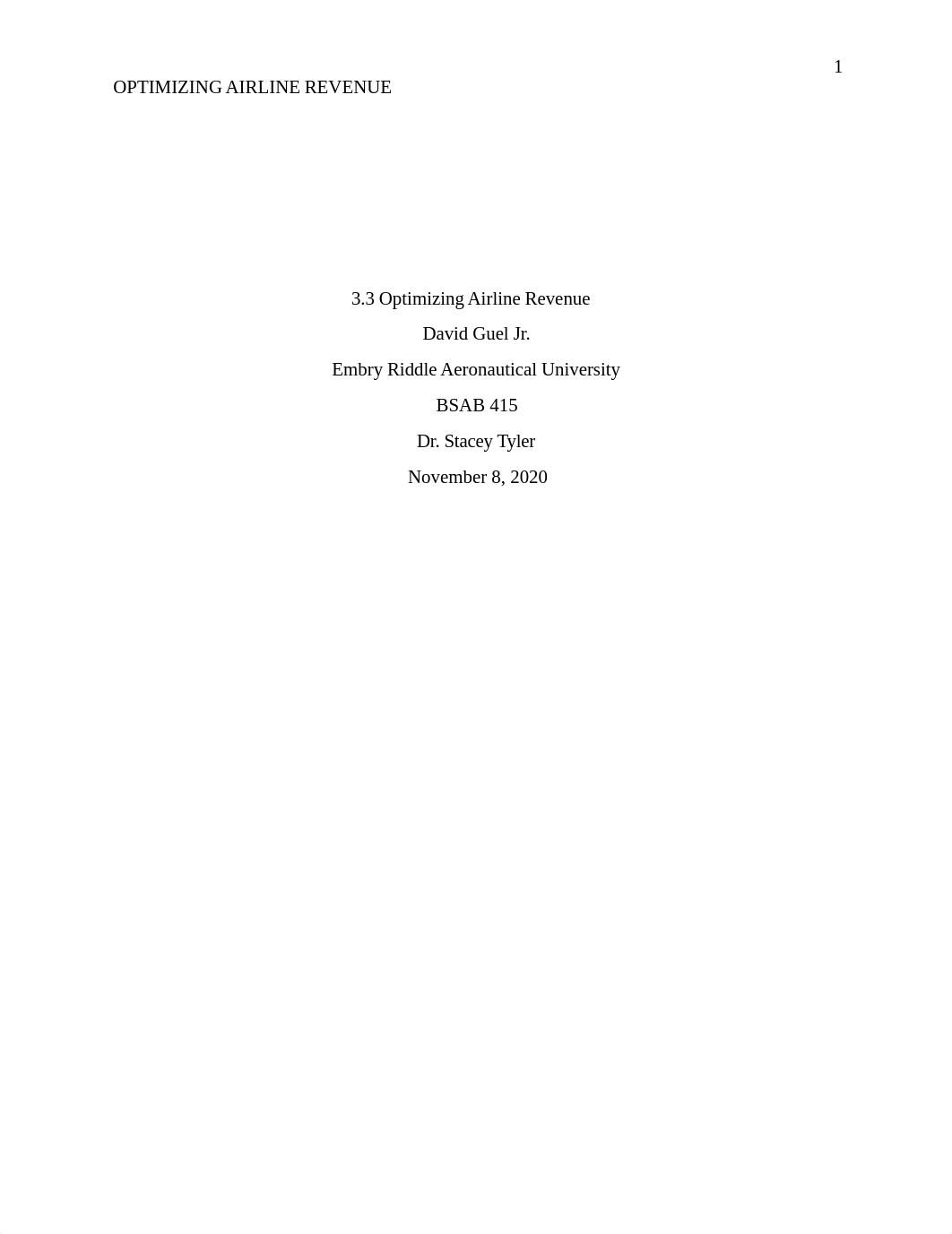 David Guel Module 3.3 Optimizing Airline Revenue.docx_d6rk98i5xhu_page1