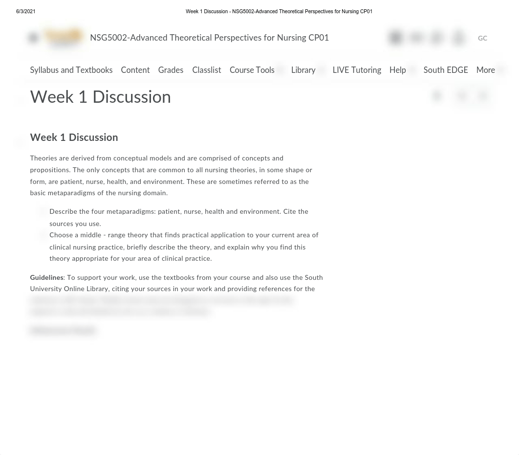 Week 1 Discussion - NSG5002-Advanced Theoretical Perspectives for Nursing CP01.pdf_d6rumifkxe8_page1
