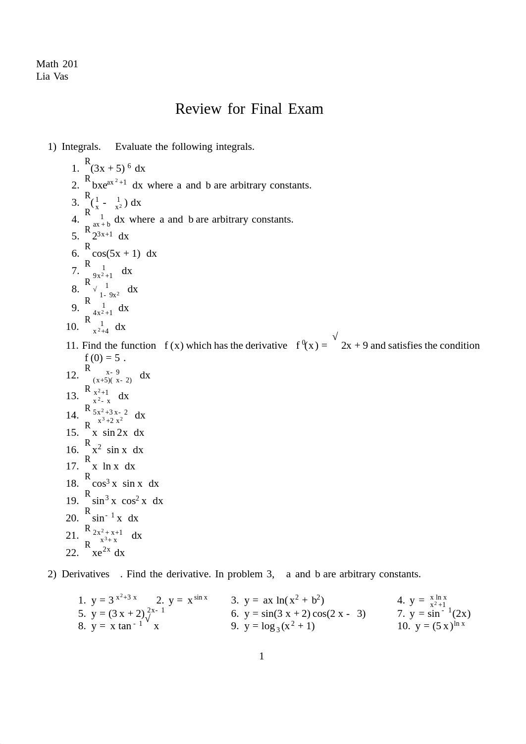 Final Exam Review on Calculus II_d6rv8synka3_page1