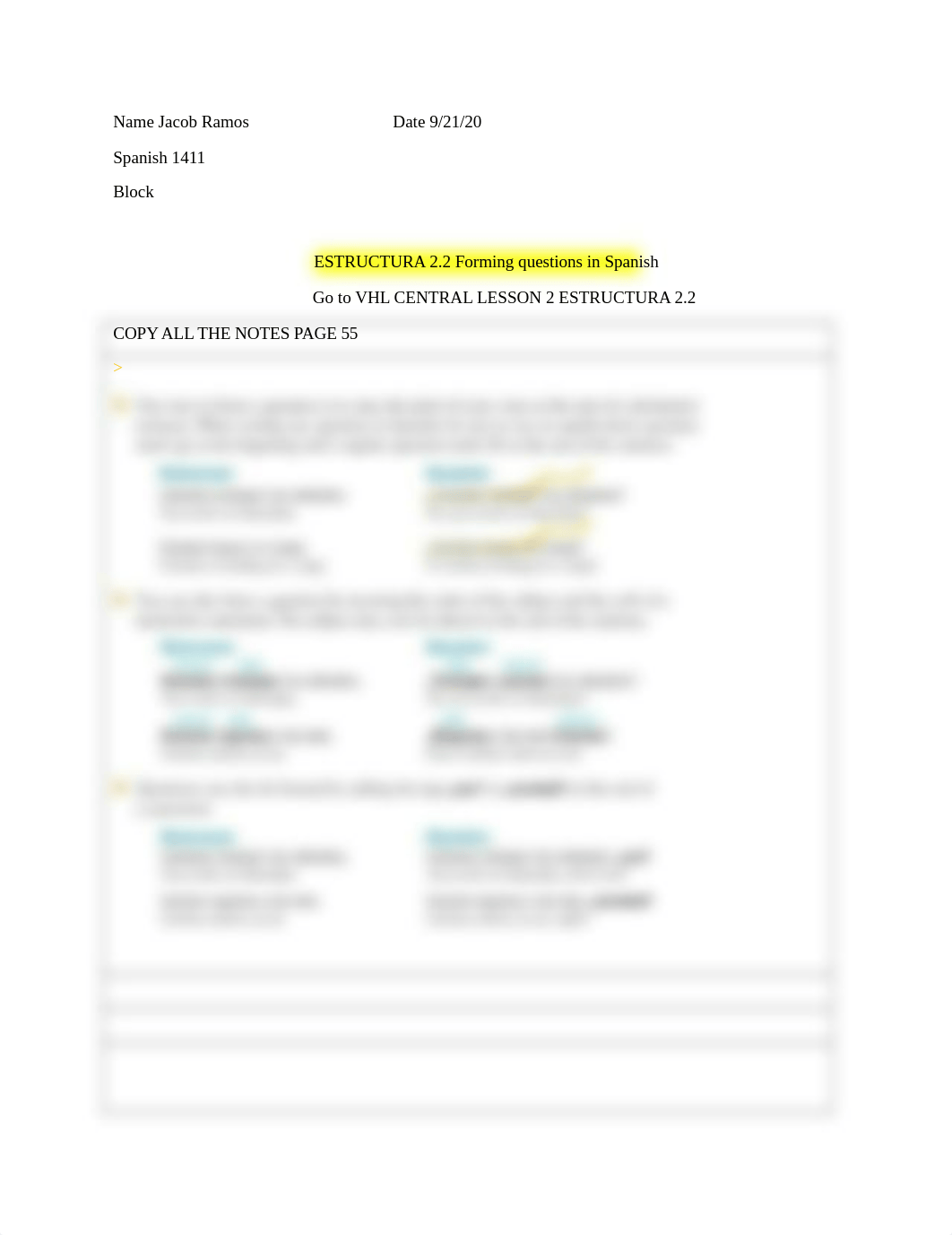 Copy of Estructura 2.2 Forming questions in Spanish.docx_d6s3u3g0h2g_page1