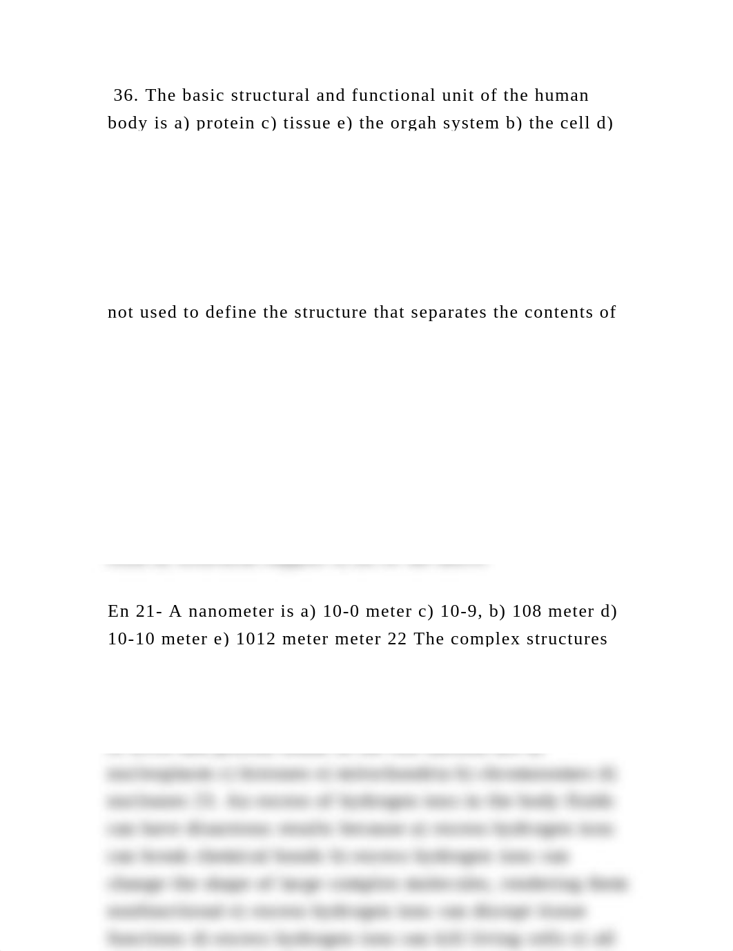 36. The basic structural and functional unit of the human body is a) .docx_d6sdfklm088_page2