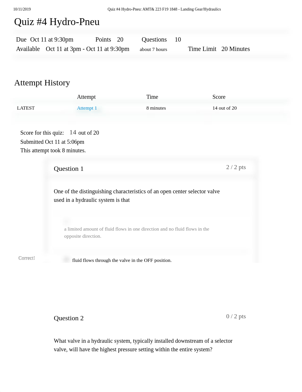 Quiz #4 Hydro-Pneu_ AMT& 223 F19 1848 - Landing Gear_Hydraulics.pdf_d6tz8kv6xce_page1