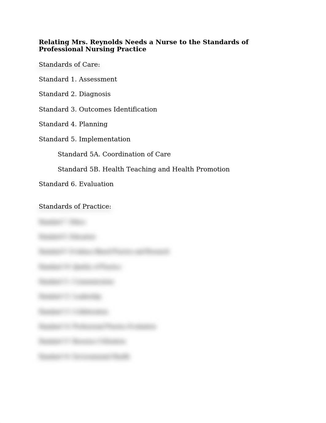 Relating Mrs. Reynolds Needs a Nurse to the Standards of Professional Nursing Practice_d6v3abgpj9b_page1