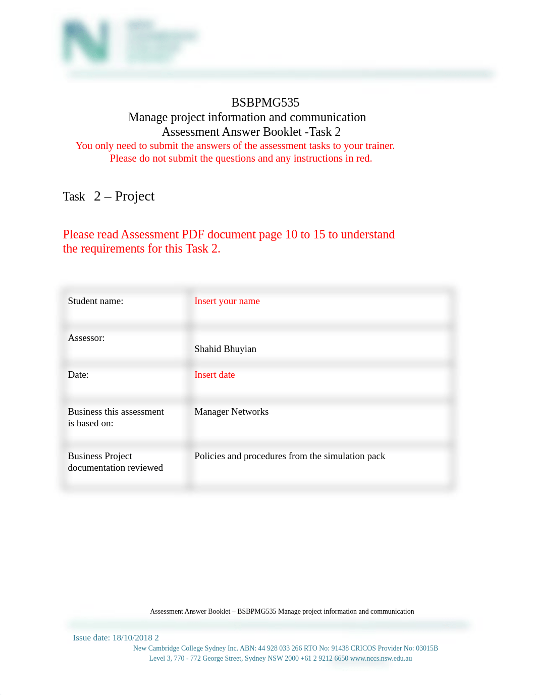 Task 2 Assessment Answer Booklet -BSBPMG535 - Google Docs.pdf_d6vf5lql1wg_page2