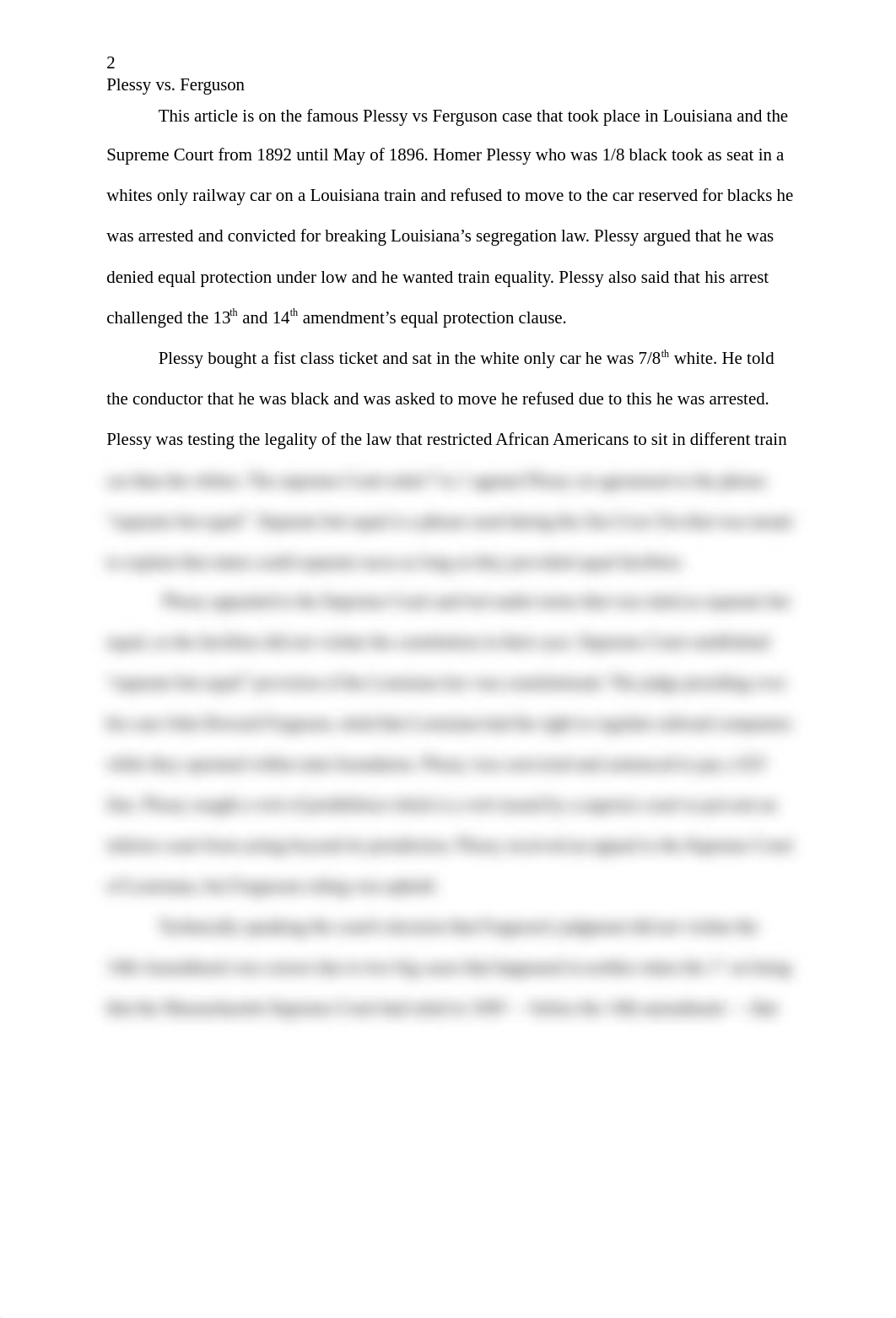 1
Plessy vs. Ferguson
Plessy vs Ferguson
Michaela Boggan
PSYC 2777
Mar_d6vue7olgt2_page2