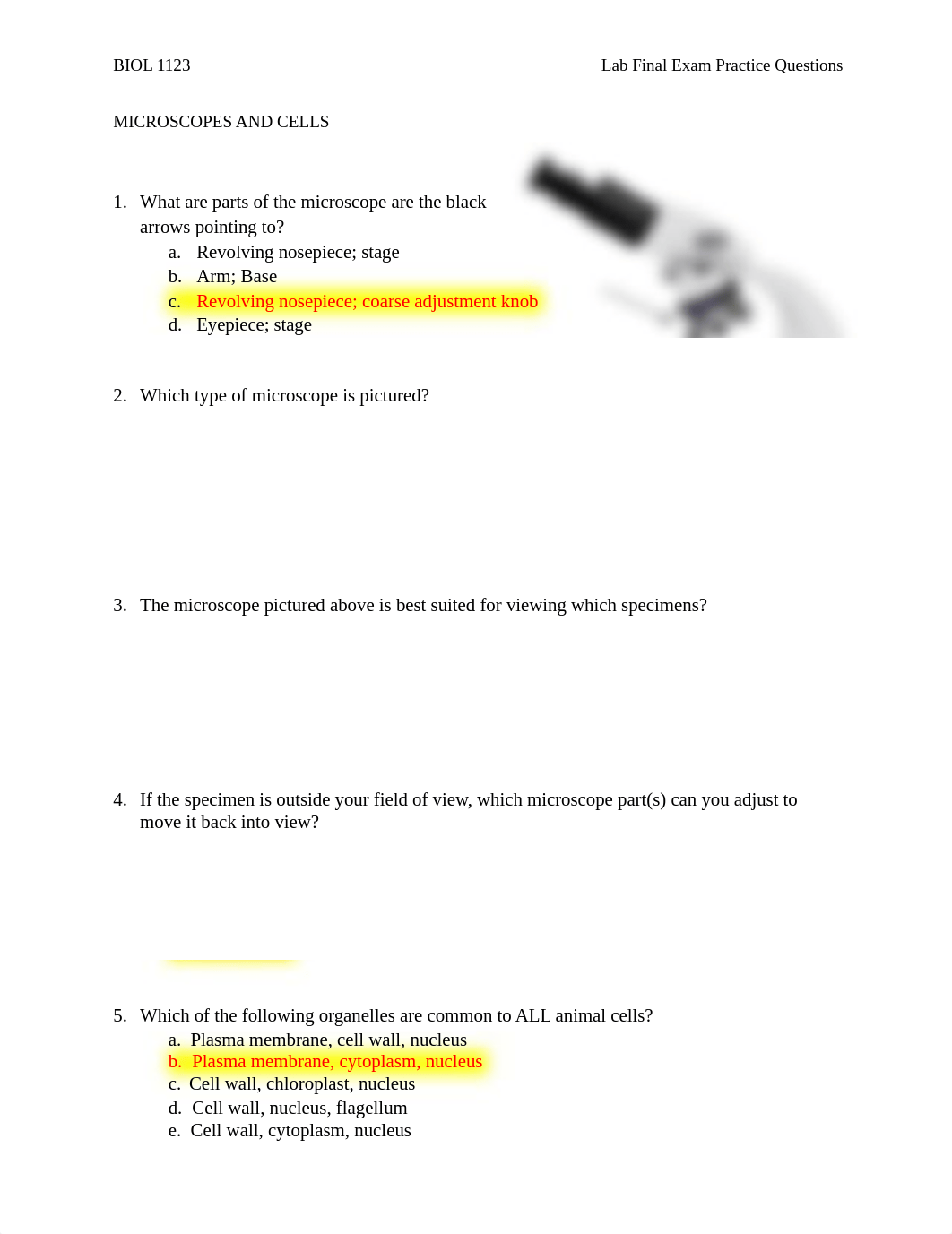 BIOL 1123 Lab Final Exam Practice KEY.docx_d6wewr6890r_page1