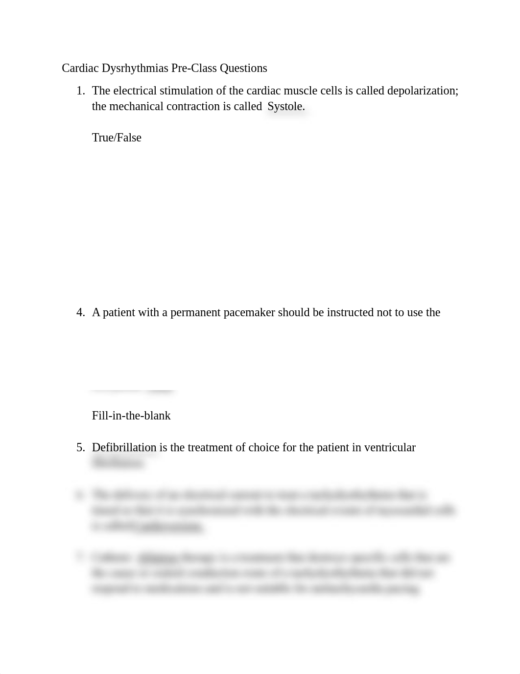 Cardiac Dysrhythmias Pre-Lecture Questions and answers.docx_d6wmna3uxox_page1