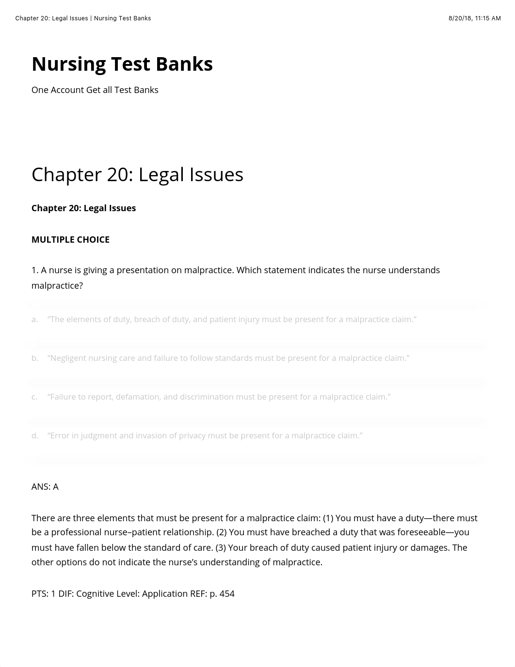 Chapter 20: Legal Issues | Nursing Test Banks.pdf_d6wr30l9wq9_page1