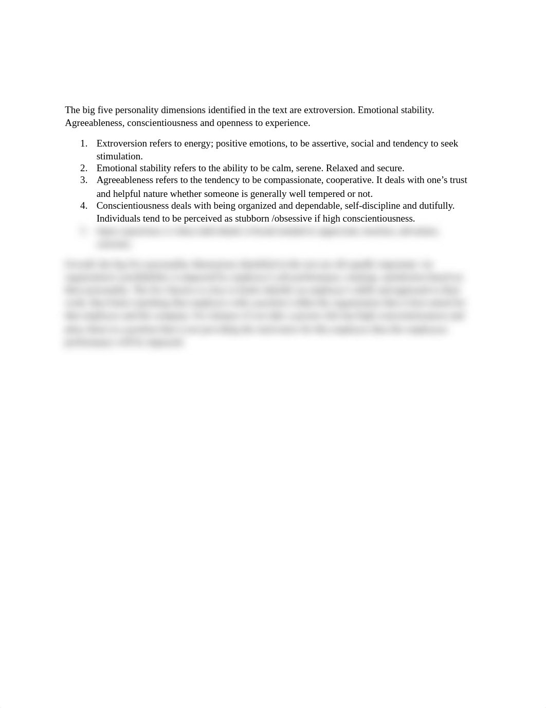 The big five personality dimensions identified in the text are extroversion_d6wsvk0znsl_page1