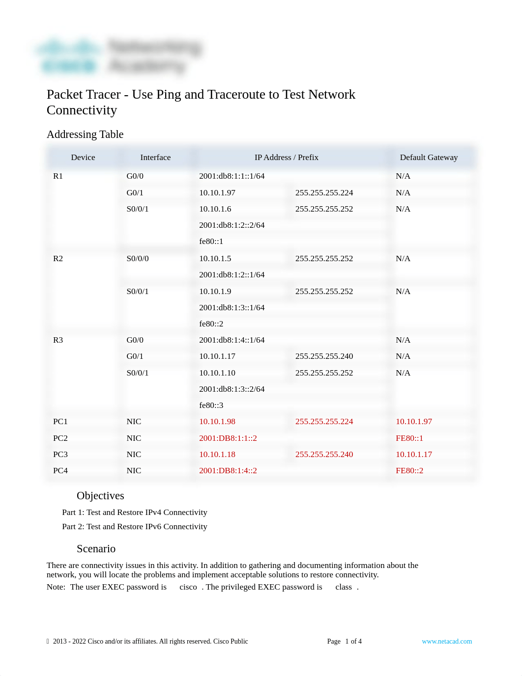 COMPLETE 13.2.7 Word - Use Ping and Traceroute to Test Network Connectivity.docx_d6xajfpvxiq_page1