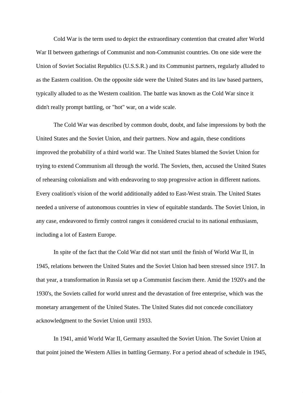 Cold War is the term used to depict the extraordinary contention that created after World War II bet_d6xb0bjrs1b_page1