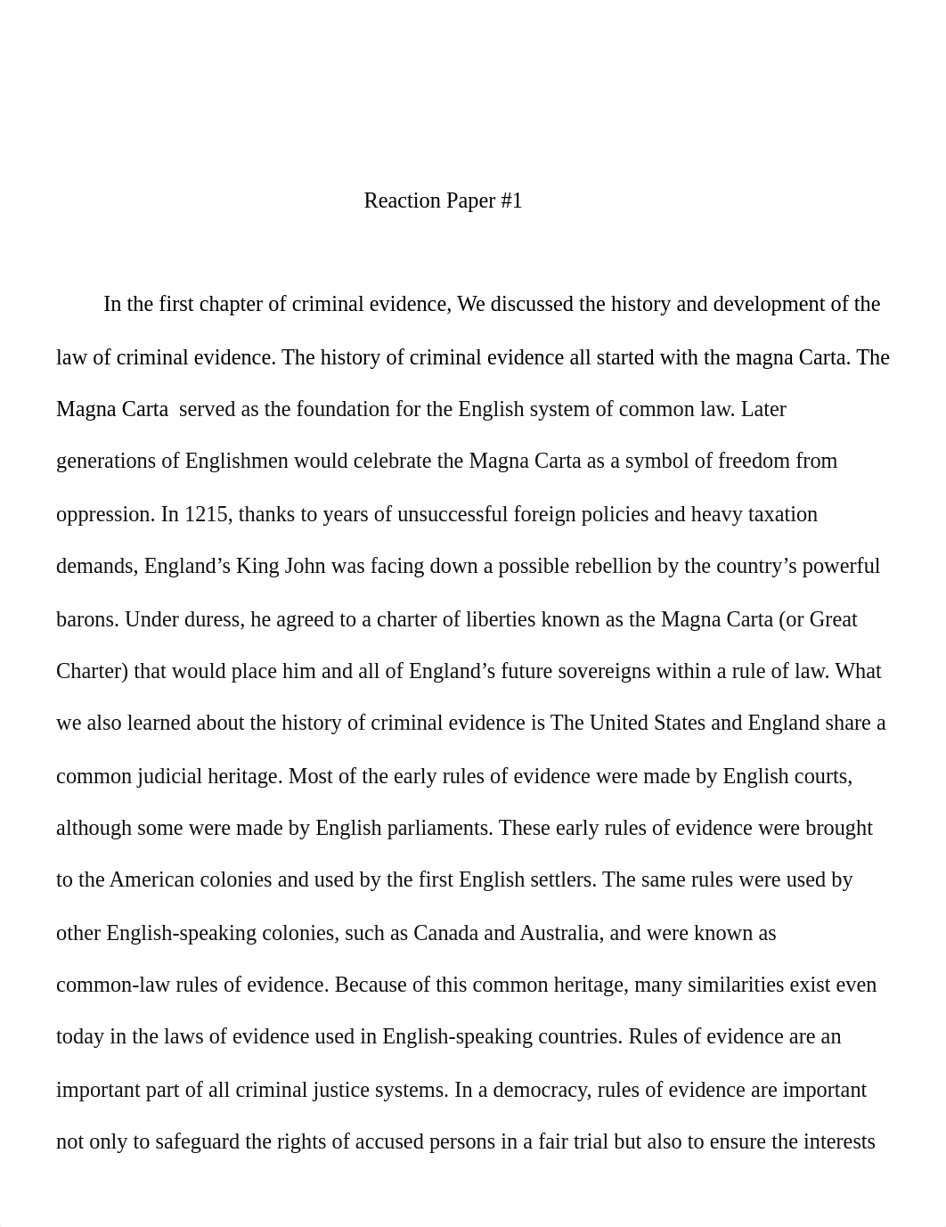 Reflection 1 Criminal evidence.pdf_d6yz23ih2kj_page1