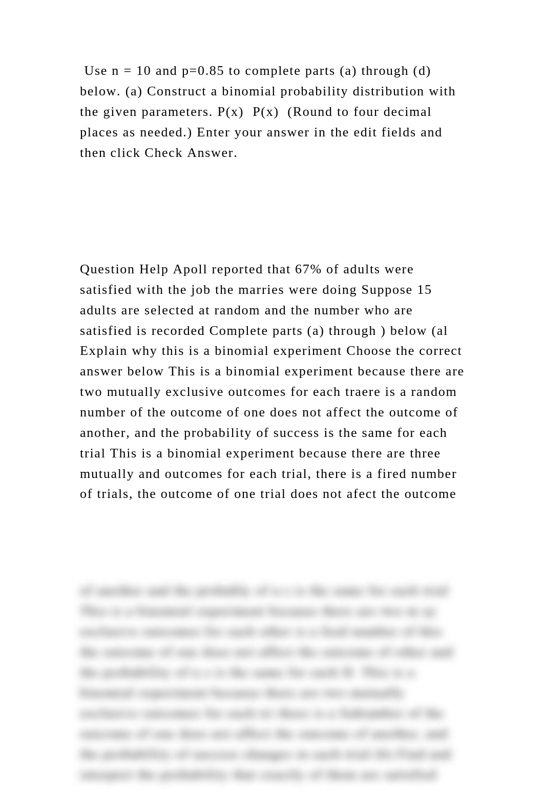 Use n = 10 and p=0.85 to complete parts (a) through (d) below. (a) Co.docx_d6zbleb60gx_page2