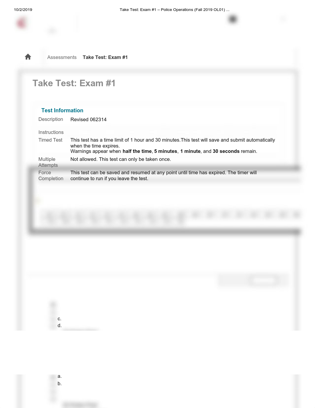 Take Test_ Exam #1 - Police Operations (Fall 2019 OL01) .._.pdf_d714e7u6fk9_page1