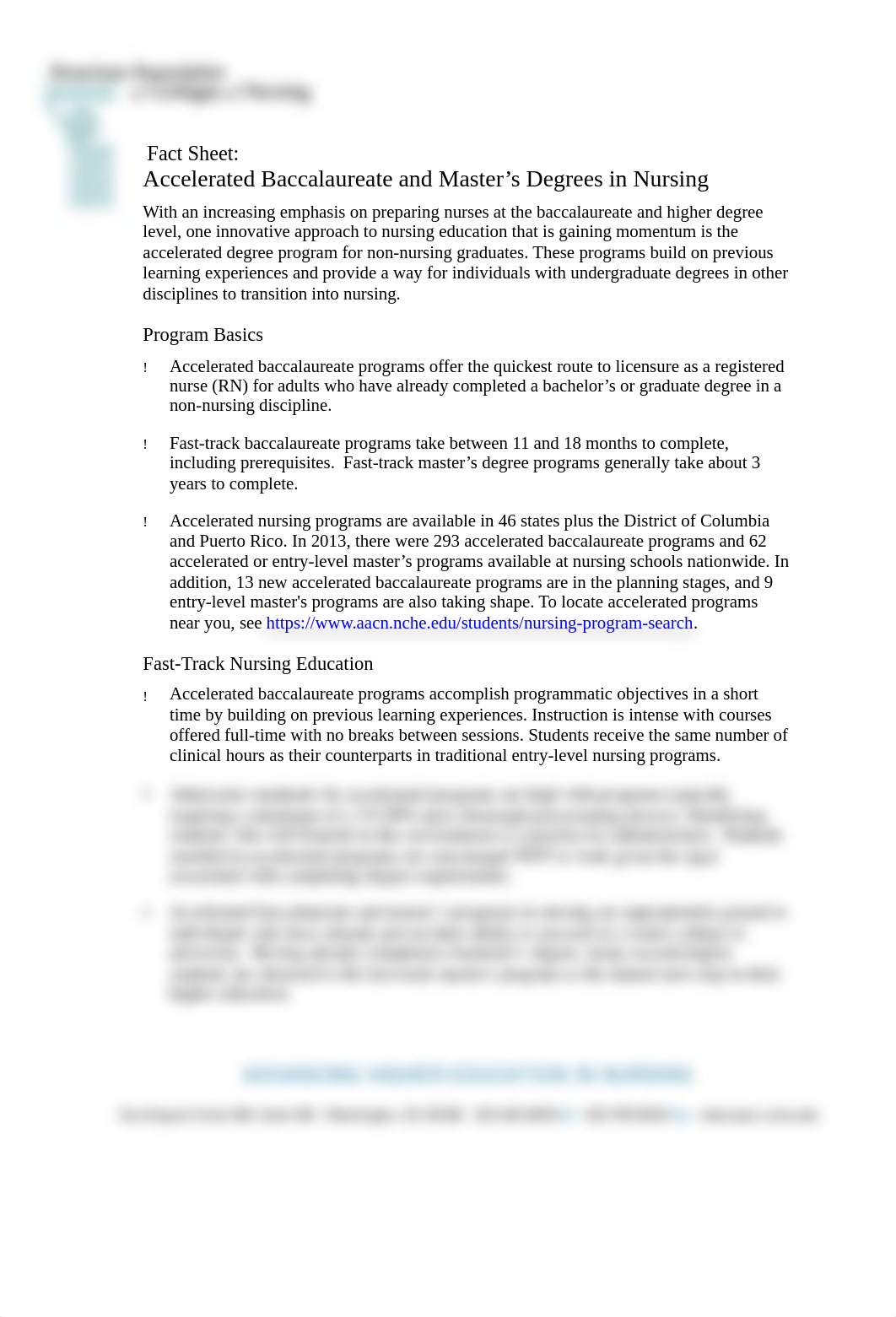 Fact Sheet Accelerated Baccalaureate and Master's Degrees in Nursing_d733ov7hv0l_page1