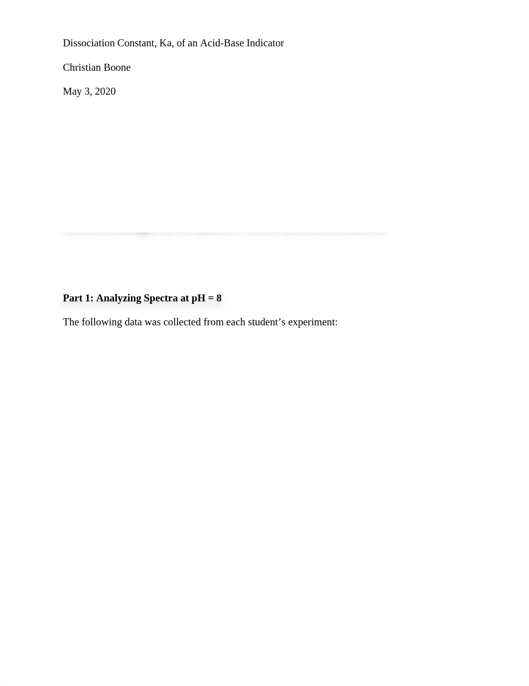 Dissociation Constant, Ka, Last Chem 2 Lab Report.docx_d765kq0wzen_page1