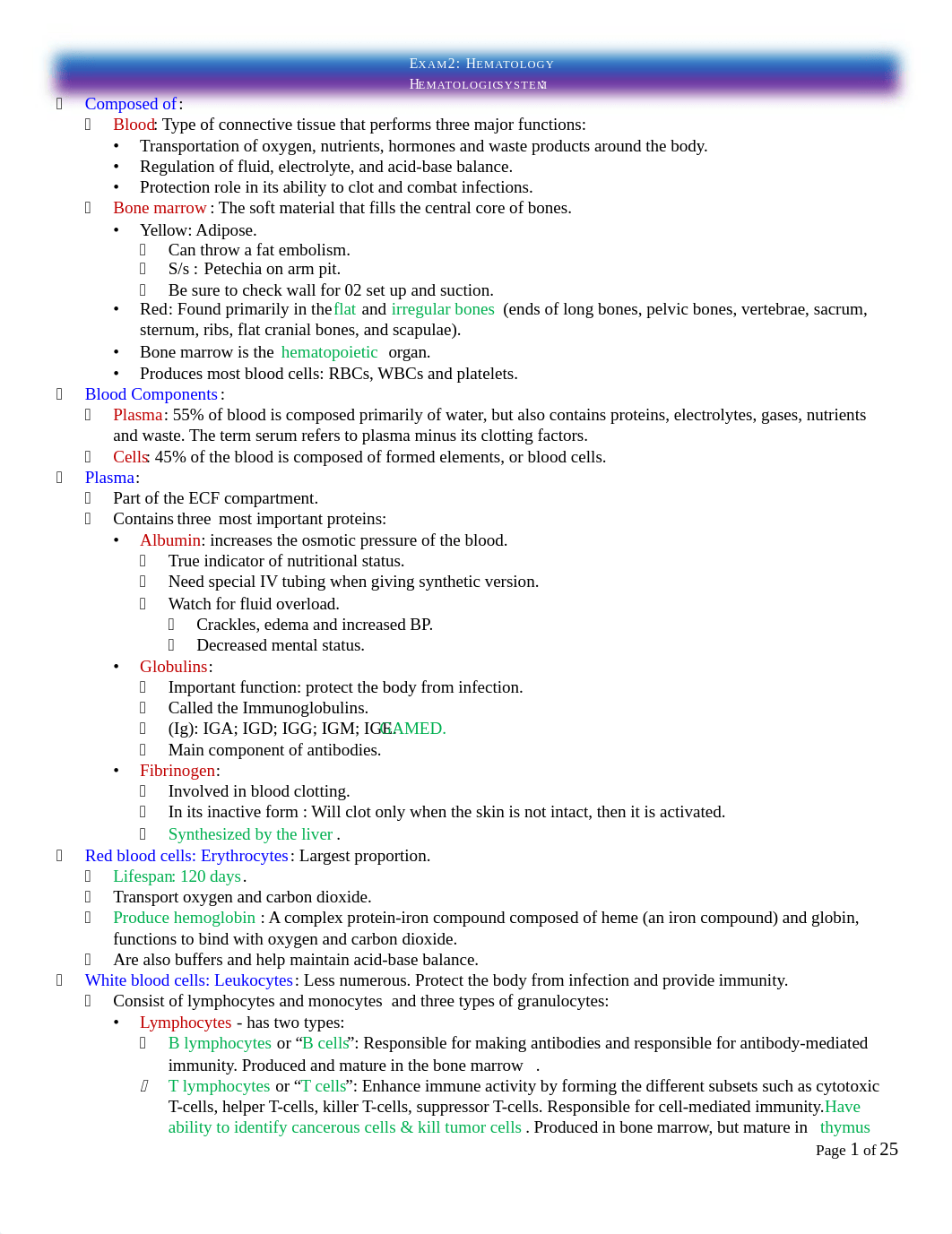 Exam 2 - Hematology,Immunology and Oncology (1).docx_d76dbxz9mze_page1