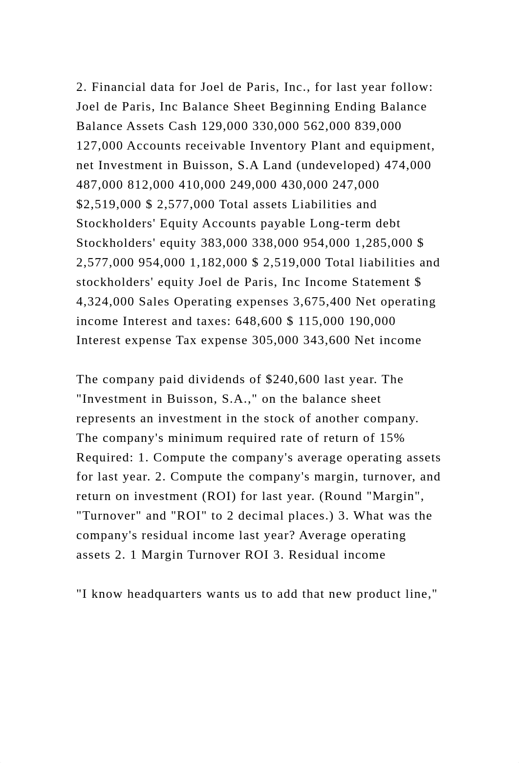 2. Financial data for Joel de Paris, Inc., for last year follow Joe.docx_d76duv9bu6g_page2