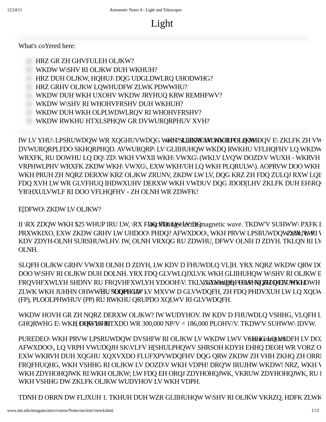 Astronomy Notes 4 - Light and Telescopes_d76f3zoy8jl_page1