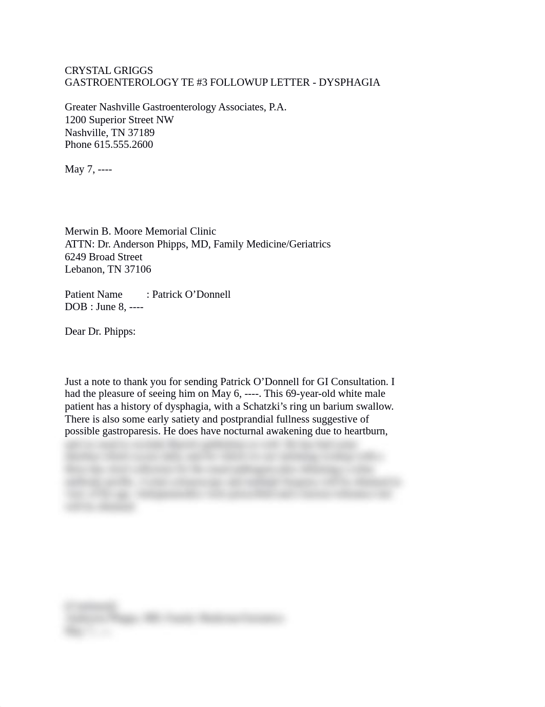 CGriggs Gastroenterology TE #3 Followup Letter - Dysphagia.docx_d771blbl89x_page1