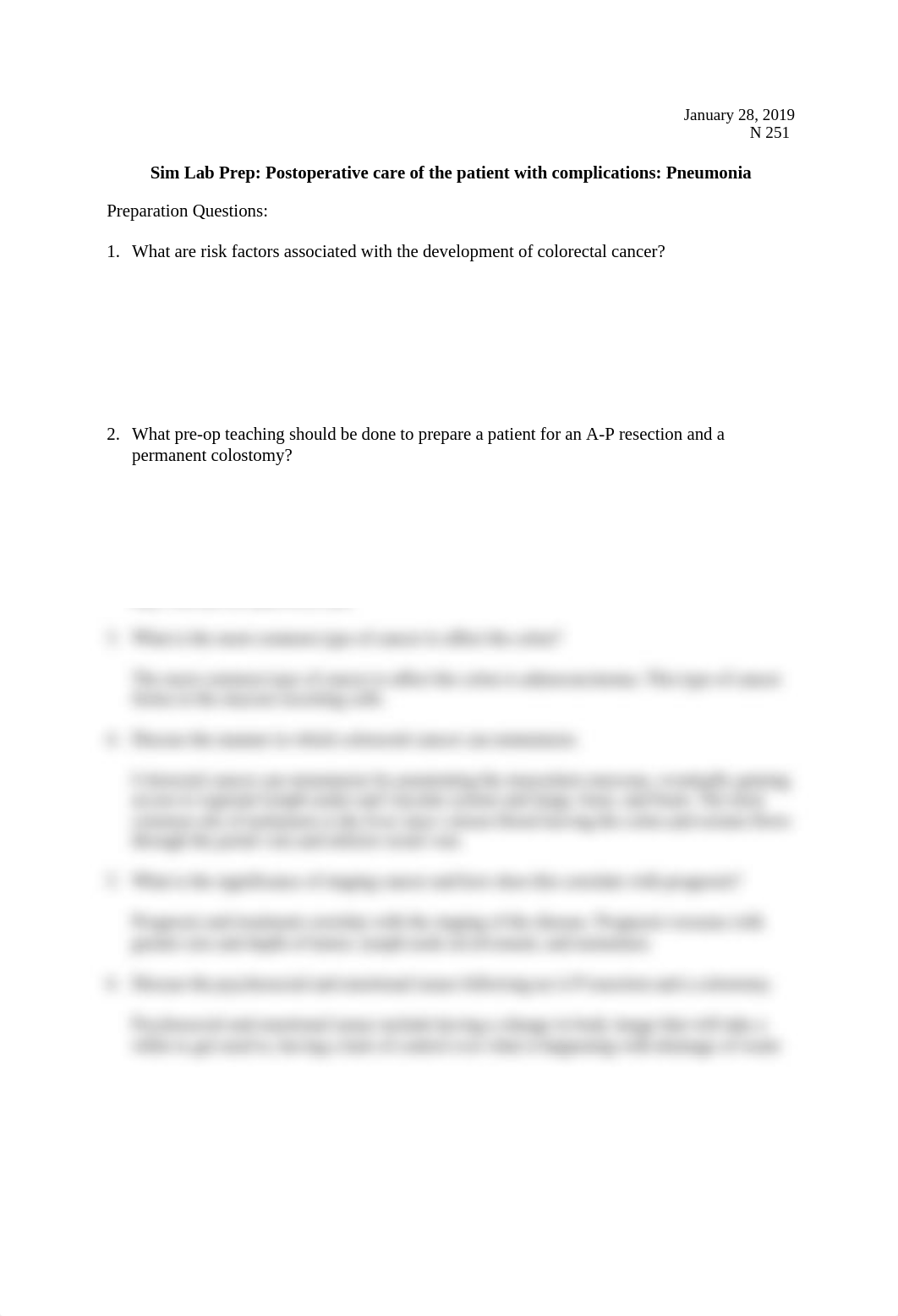N 251   Sim Lab Prep- Postoperative care of the patient with complications- Pneumonia .docx_d77r1ym3hn4_page1