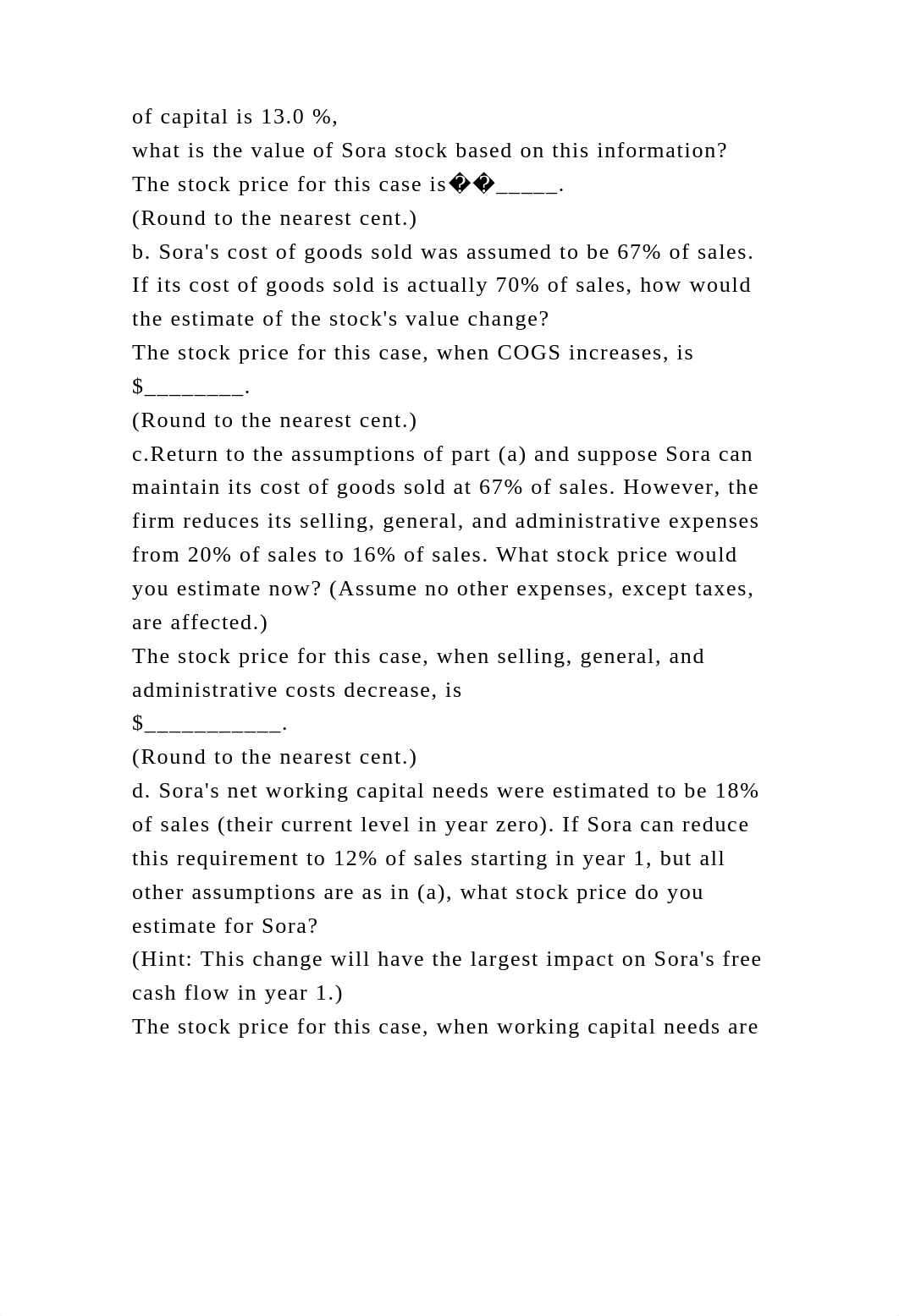 Sora Industries has 61million outstanding shares, $ 125 million in d.docx_d77r7iw88u1_page4