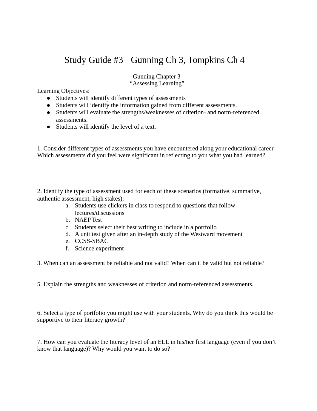 EDUC_425_Study Guide 3, Gunning 3, Tompkins 4(1).pdf_d78elsuvm4v_page1