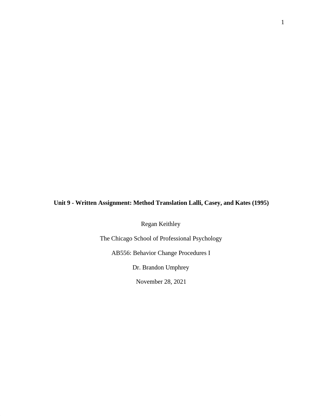 Unit 9 - Written Assginment Method Transaltion Lalli, Casey, and Kates (1995).docx_d78r1vl9vz4_page1