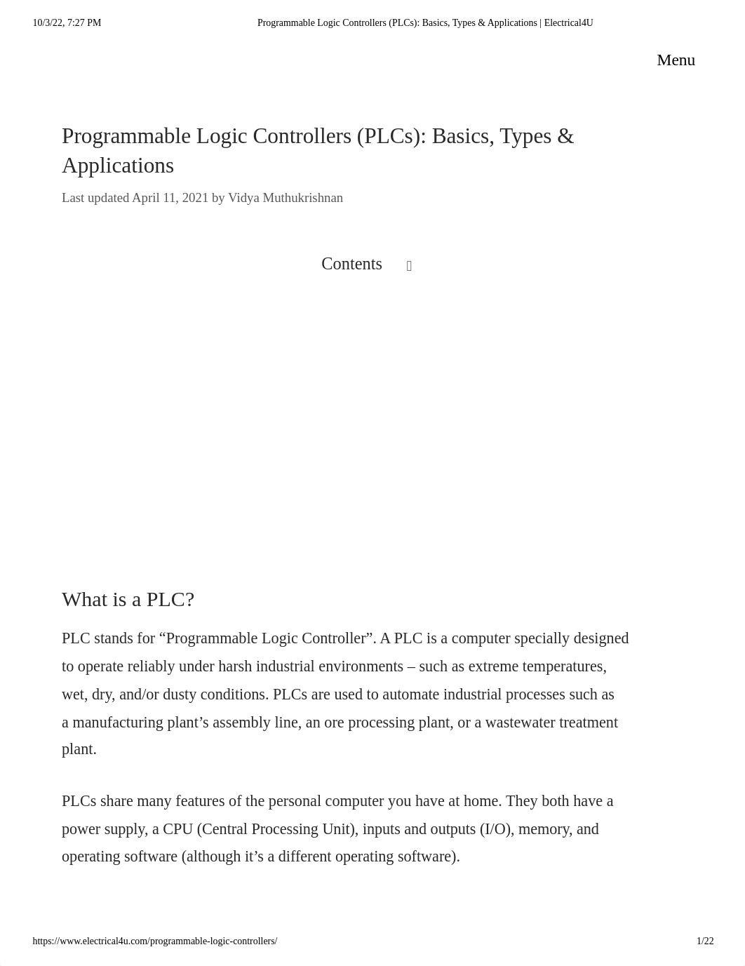 Programmable Logic Controllers (PLCs)_ Basics, Types & Applications _ Electrical4U.pdf_d797b7drpn3_page1