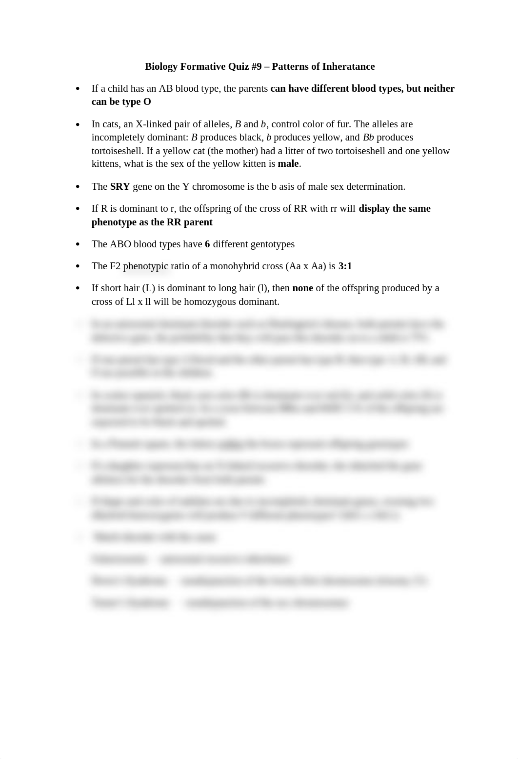 Biology Quiz 9 - Patterns of Inheritance_d79lm5iiukz_page1