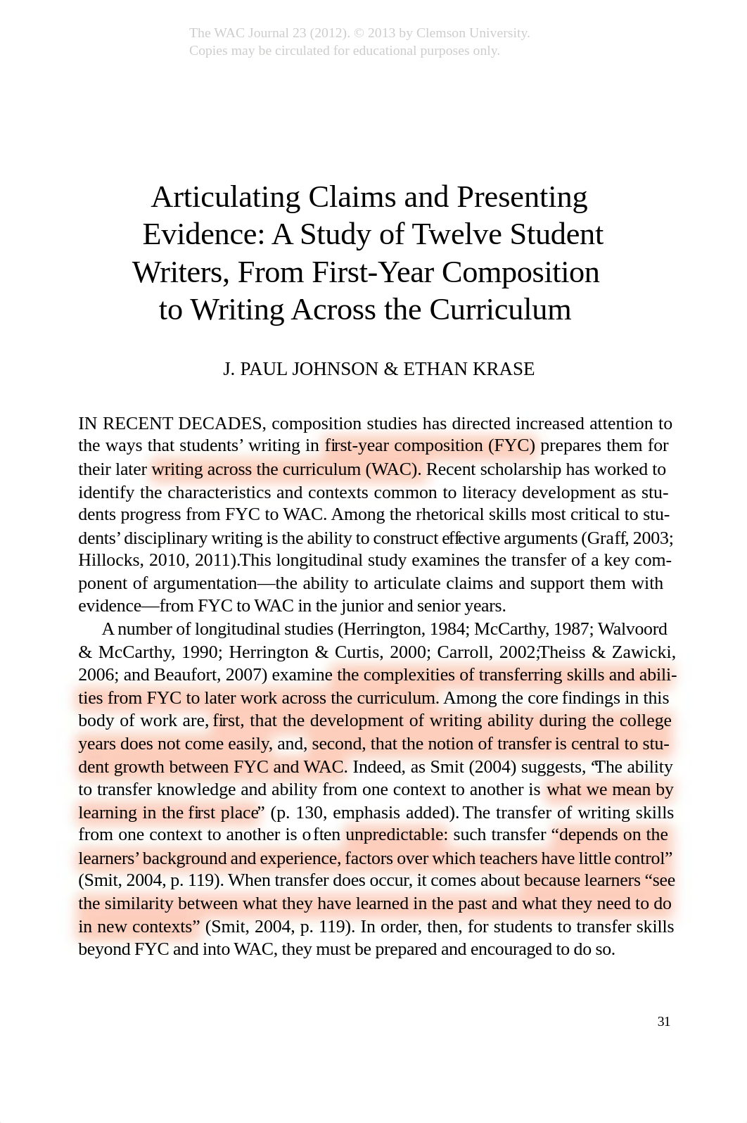 Johnson and Krase_Articulating Claims and Presenting Evidence- A Study of Twelve Student Writers, Fr_d79ucx8rlye_page1