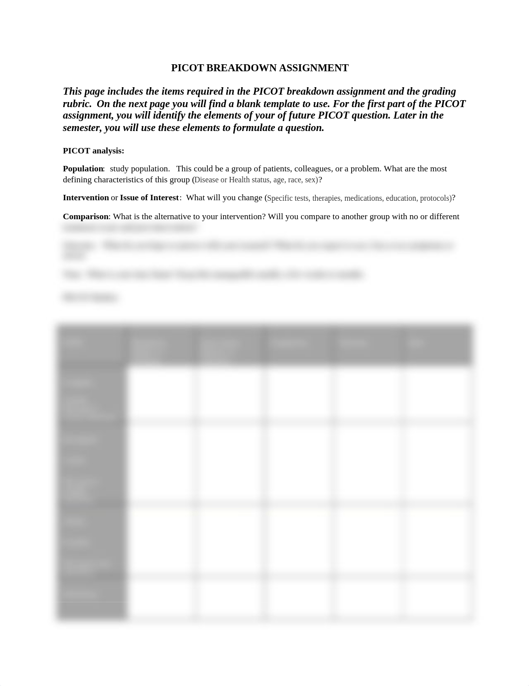 PICOT BREAKDOWN ASSIGNMENT AND RUBRIC_d7a96wcw7si_page1