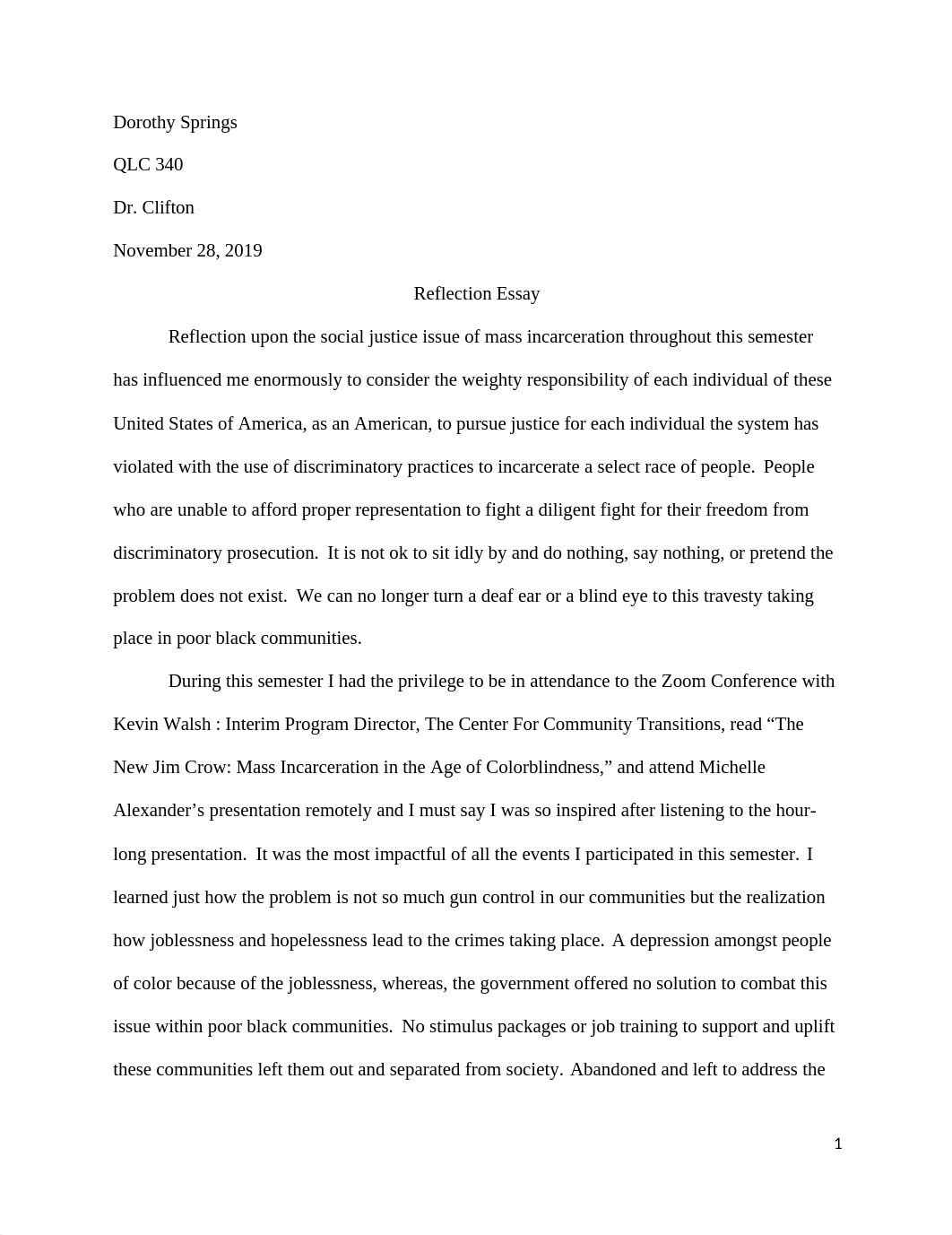 QLC 340 Final Reflection Essay by Dorothy Springs.docx_d7af8nc86s3_page1