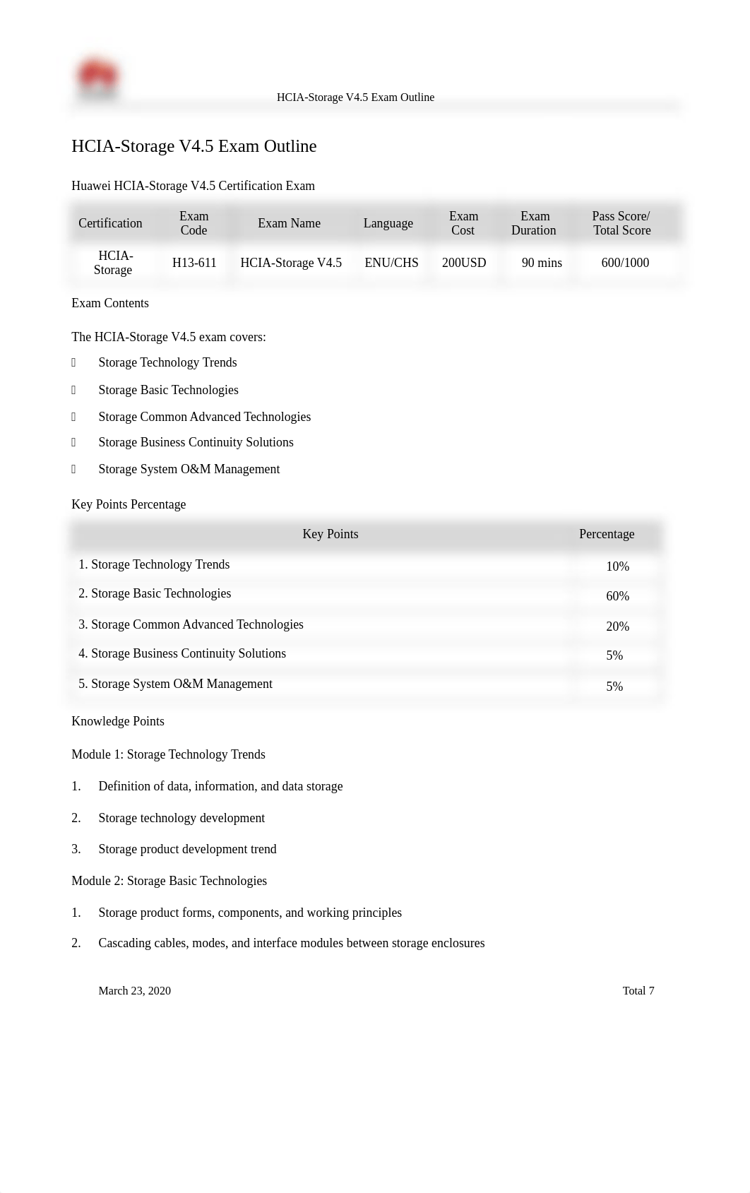 HCIA-Storage V4.5 Exam Outline.pdf_d7ahusxzowf_page1