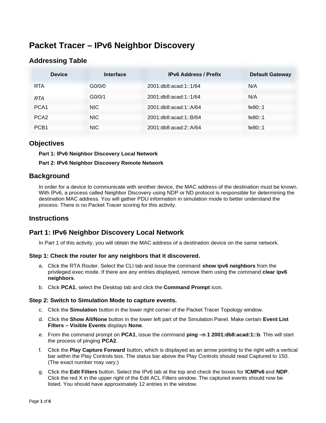 9.3.4 Packet Tracer - IPv6 Neighbor Discovery - completed.docx_d7ajkrfehmv_page1