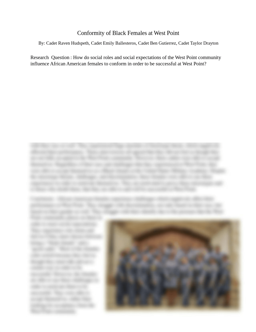 Conformity of Black Females at West Point.docx_d7axmhh8gut_page1