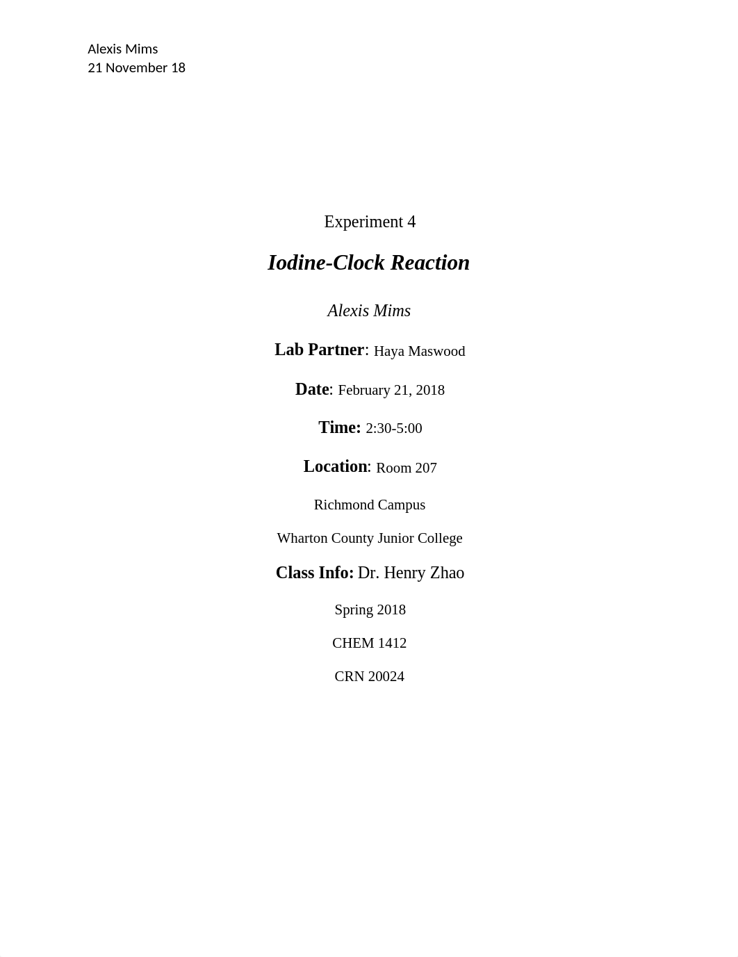 Experiment 4 Iodine Clock Reaction Formal Lab Report.docx_d7b3xi4t9nj_page1