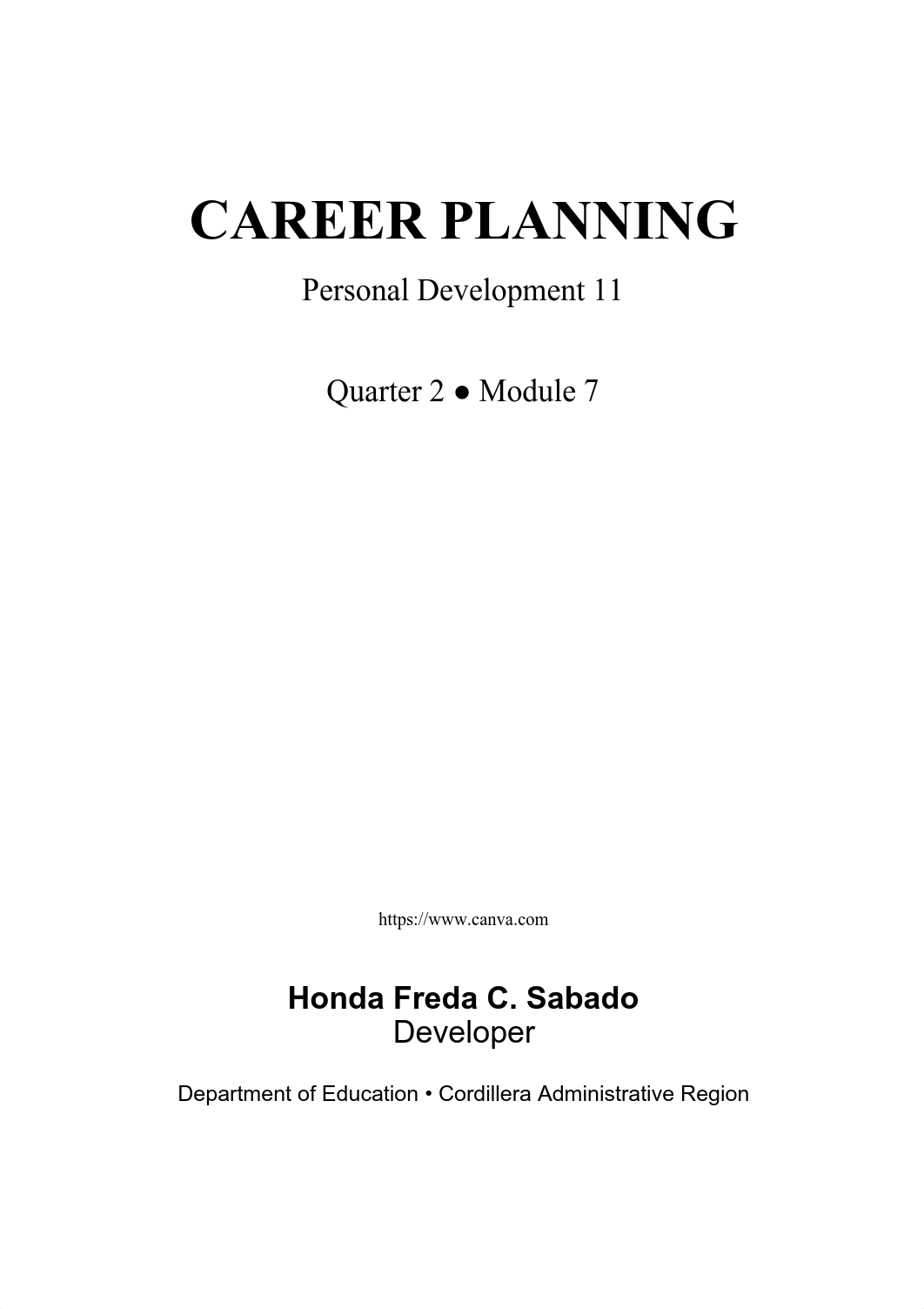 CAREER PLANNING Personal Development 11 Quarter 2 ● Module 7.pdf_d7c5uti3yw1_page1