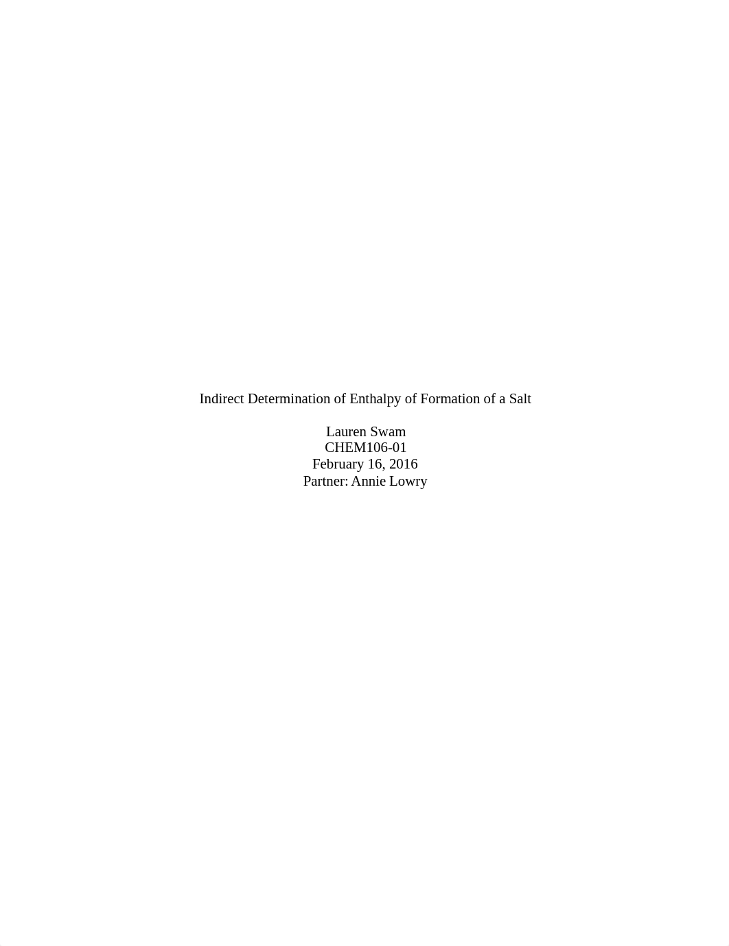 Indirect Determination of Enthalpy of Formation of a Salt LAB REPORT.docx_d7c7sazphet_page1