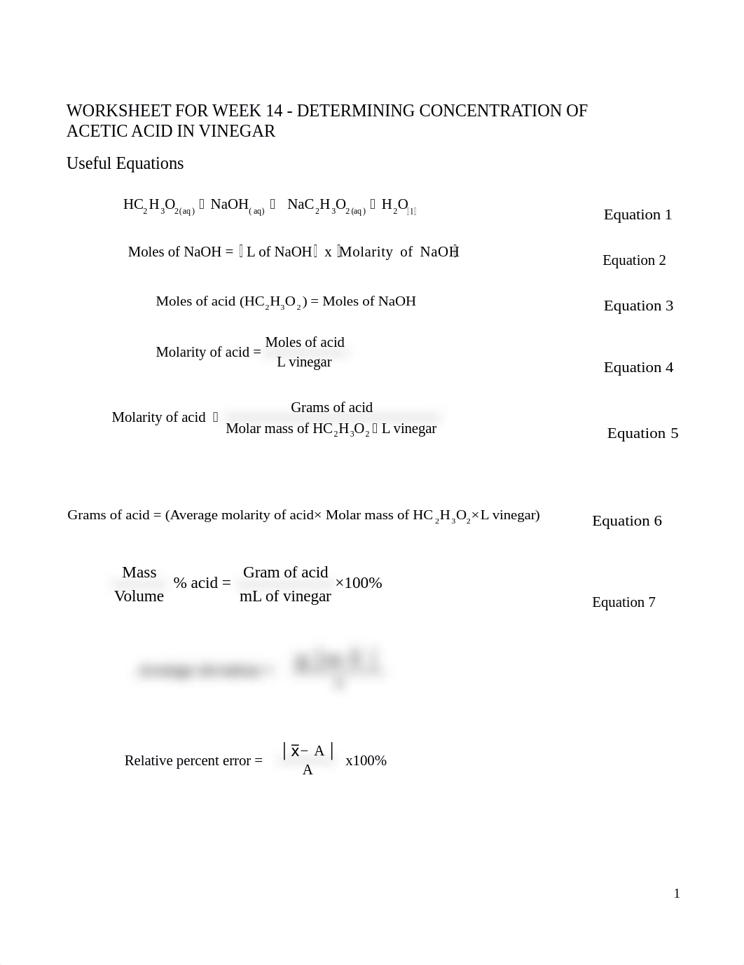 Worksheet #14 - Determining the concentration of acetic acid in vinegar .docx_d7camo75tij_page1