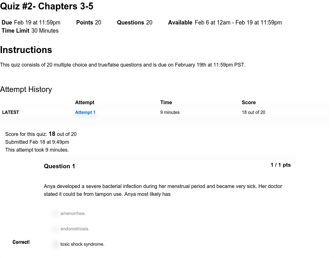 Quiz #2- Chapters 3-5 H SC 425 Sec05 4007 Human Sexuality & Sex Educatn.pdf_d7cxcvcho9w_page1