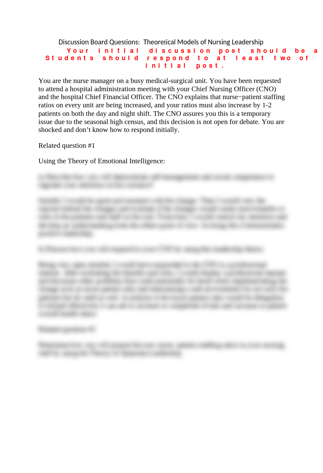 Discussion Board Questions Theorectical Foundations of Nursing Leadership-2.docx_d7dcbaqgnrr_page1