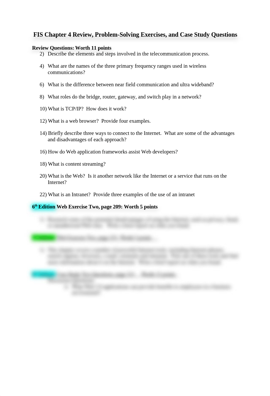 FIS Chapter 4 Review, Problem-Solving and Case Study Questions_d7deedwm83x_page1