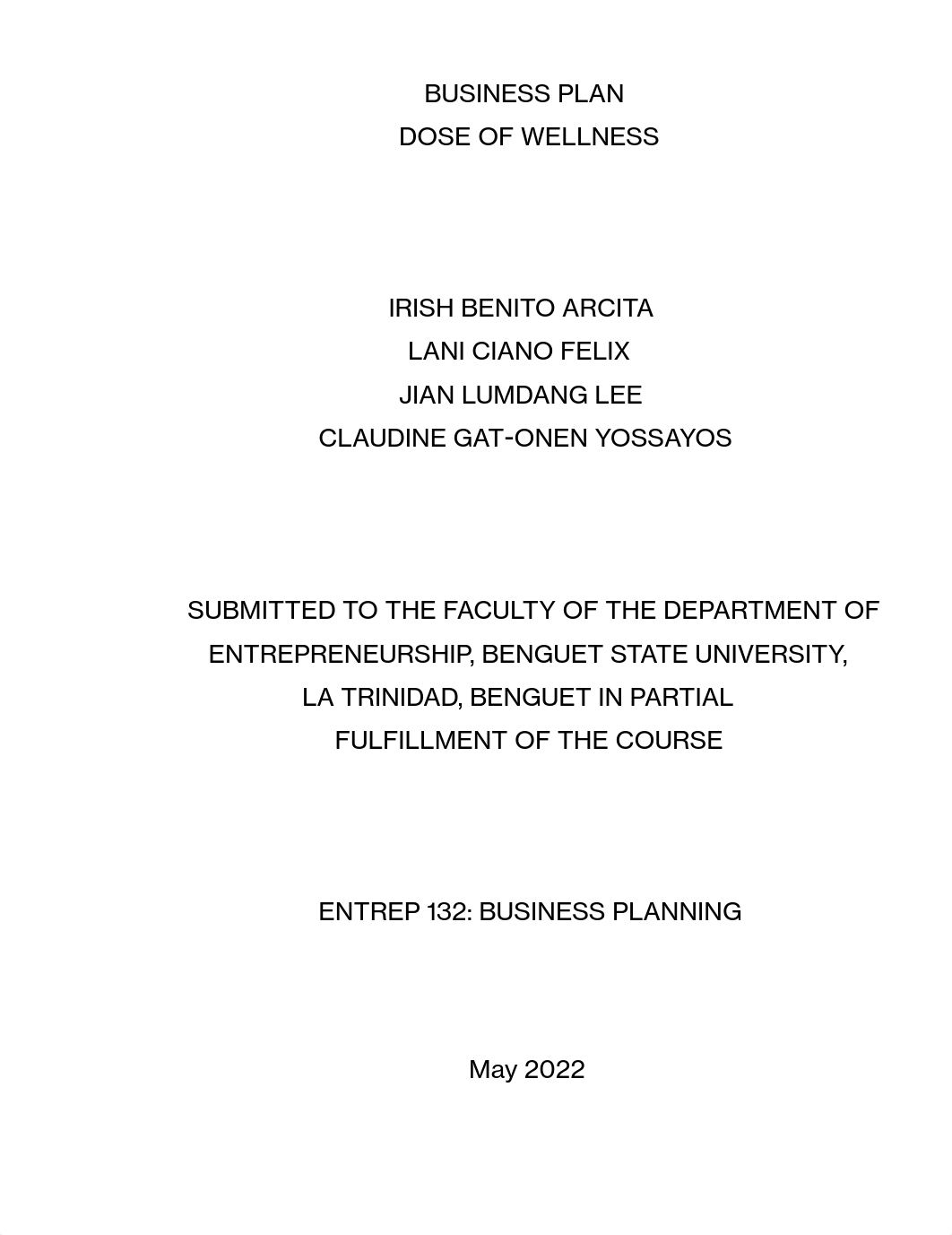 BUSINESS PLAN OF  DOSE OF WELLNESS JUICE PRODUCTS- ARCITA, FELIX, LEE, YOSSAYOS.pdf_d7dj43k2f1b_page1